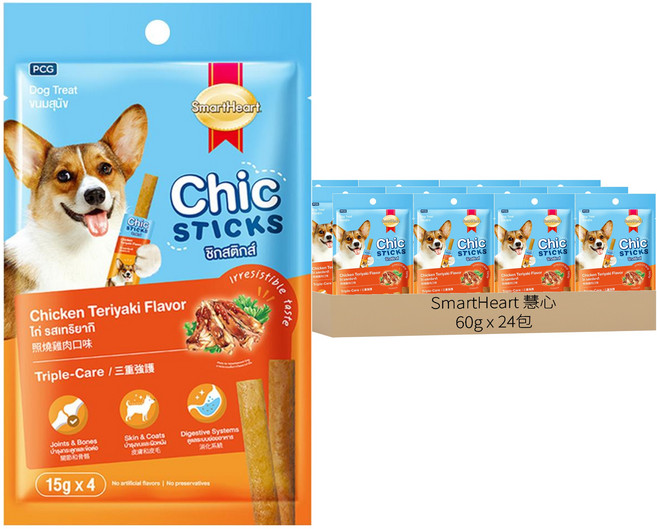 SmartHeart 慧心 柯雞棒 雞肉條, 照燒雞肉口味, 60g, 24包