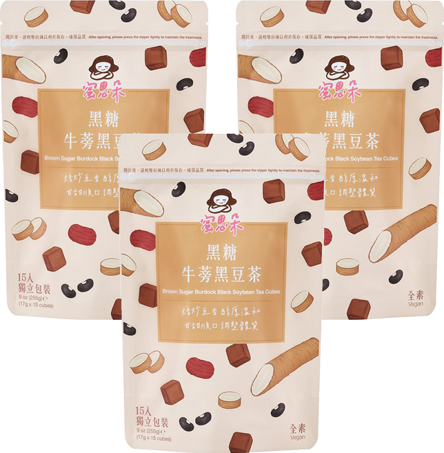 蜜思朵 黑糖牛蒡黑豆茶, 17g, 15顆, 3袋