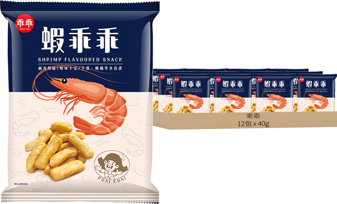 乖乖 玉米脆條蝦乖乖 原味, 40g, 12包