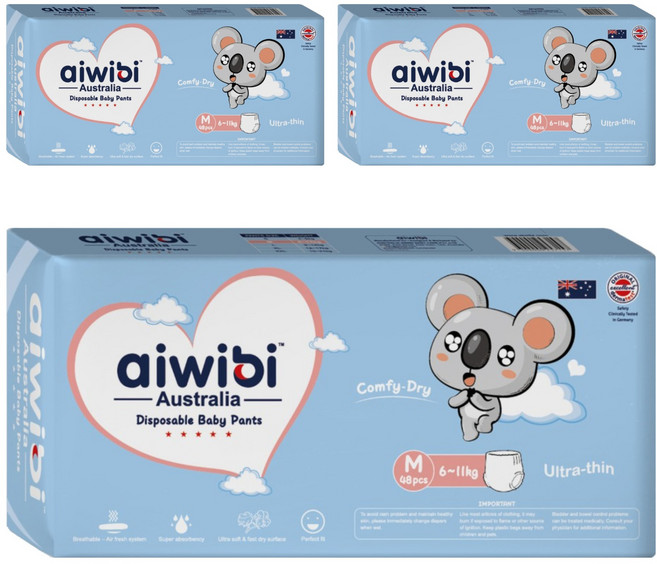 aiwibi 愛薇彼 清新乾爽褲型紙尿褲 6~11kg, M, 144片