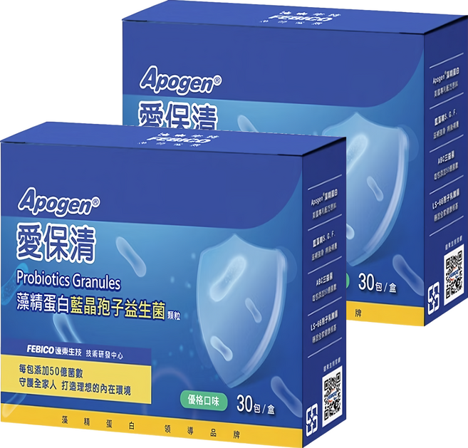 FEBICO 遠東生技 Apogen 愛保清 藻精蛋白藍晶孢子益生菌顆粒 2g, 30包, 2盒