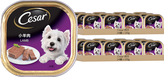 Cesar 西莎 精緻餐盒 狗罐頭, 小羊肉, 100g, 48罐