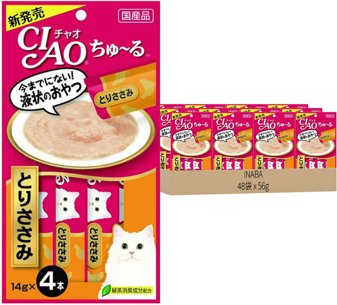 INABA CIAO 啾嚕 肉泥, 48袋, 56g, 雞肉