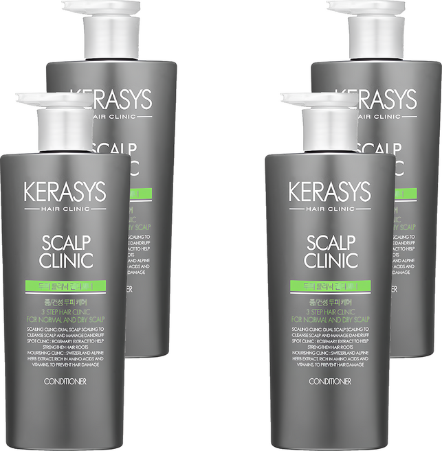 KERASYS 可瑞絲 胺基酸去屑潤髮乳 舒敏止癢, 600ml, 4瓶