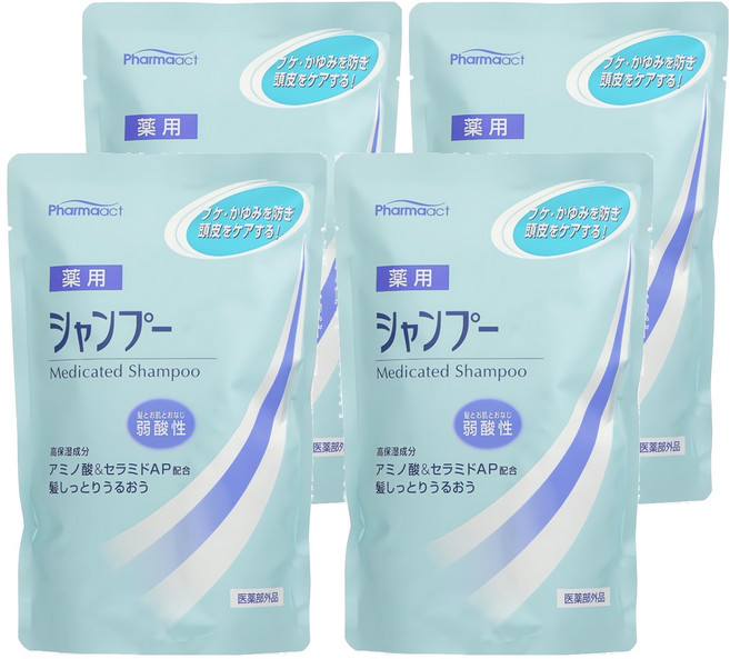 KUMANO 熊野油脂 Pharmaact 弱酸性洗髮精, 400ml, 4入