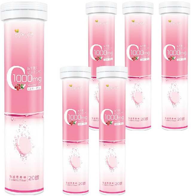 Bee Zin 康萃 維生素C1000膠原發泡錠, 20錠, 4g, 6瓶
