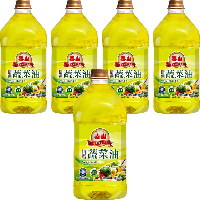 TAISUN 泰山 蔬菜油, 3L, 5瓶