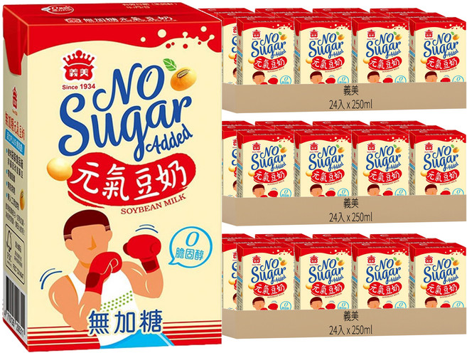 義美 元氣無糖豆奶, 250ml, 72入