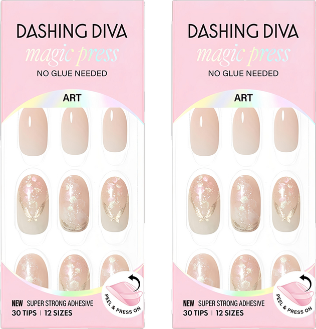 Dashing Diva M 薄型經典美甲片 免膠水美甲貼片 快速打造優雅指尖, 優雅粉紅, 2組