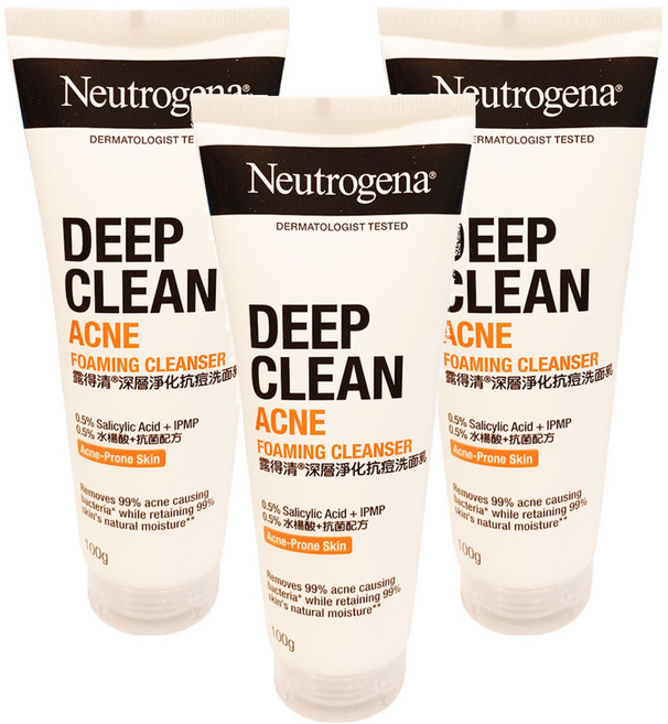 Neutrogena 深層淨化抗痘洗面乳, 100g, 3條