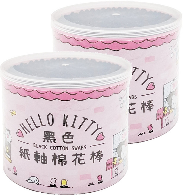 Hello Kitty 凱蒂貓 黑色紙軸棉花棒, 300支, 2罐