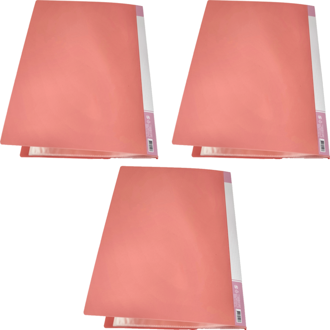 Lan CHYn 連勤牌文具 PP 馬卡龍色系40頁資料簿 LC-40MK-R, 3本, 粉紅色