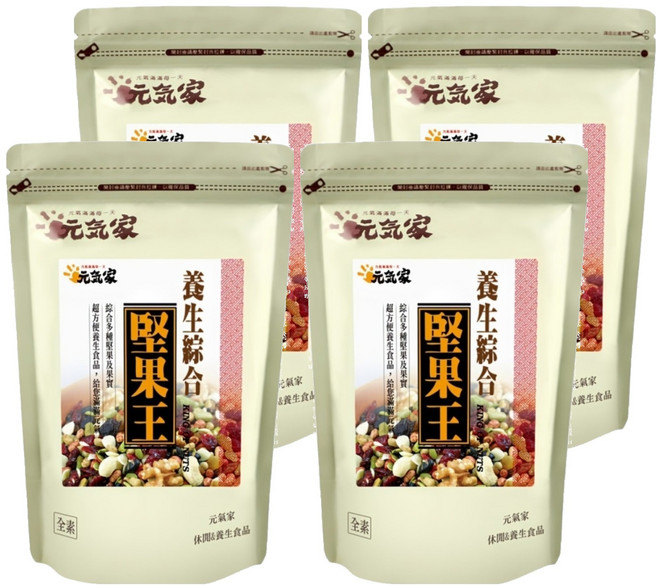 元氣家 養生綜合堅果王 多種堅果與果實 非油炸 低溫烘焙, 200g, 4包