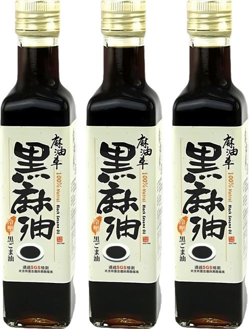 麻油車 頂級冷壓黑麻油, 255ml, 3瓶