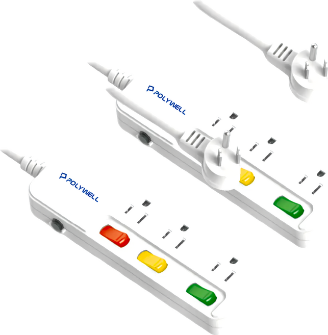 POLYWELL 寶利威爾 電源延長線 3孔 PW15-T05-A028, 270cm, 白色, 2條