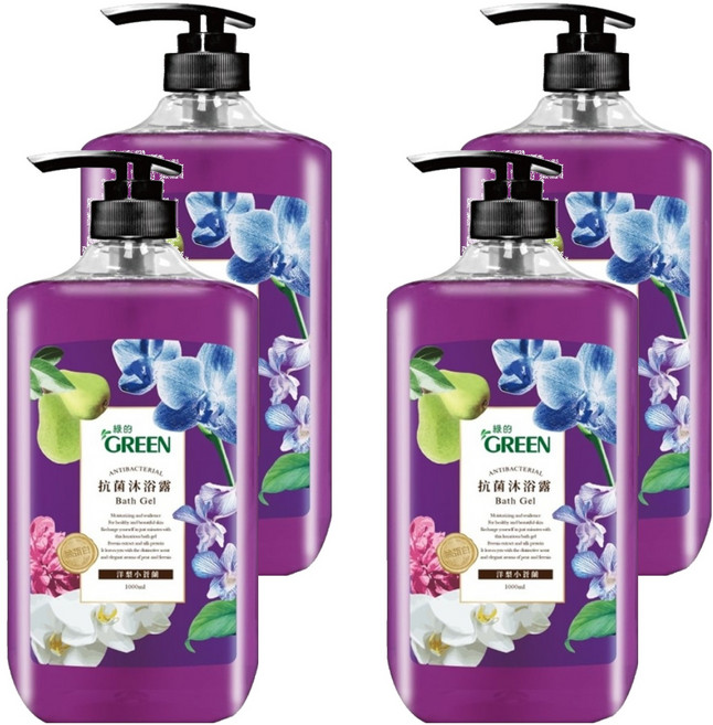 GREEN 綠的 抗菌沐浴露 洋梨小蒼蘭, 1L, 4瓶