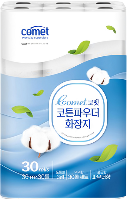 comet Cotton Powder 捲筒衛生紙, 30m, 30捲, 1包