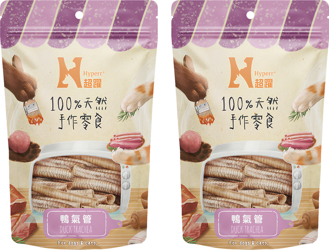 Hyperr 超躍 手作寵物零食/貓狗零食/原肉零食, 鴨氣管, 50g, 2包