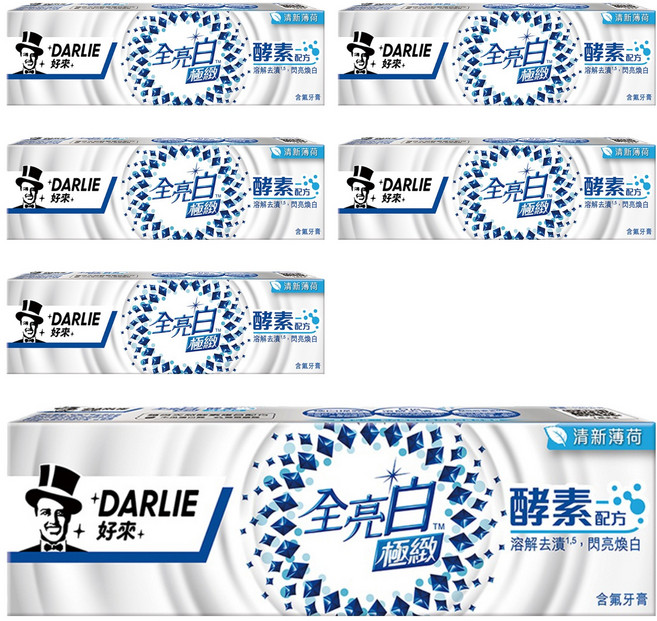 DARLIE 好來 全亮白 極緻酵素清新薄荷牙膏, 120g, 1條, 6條
