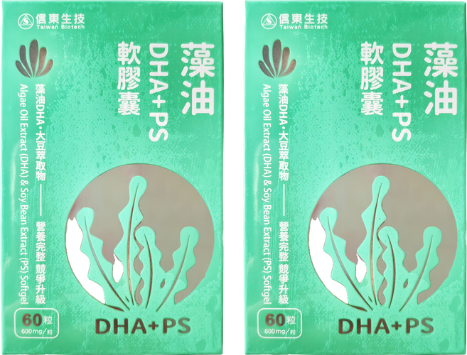 信東生技 高單位藻油DHA+PS軟膠囊, 60顆, 600mg, 2盒