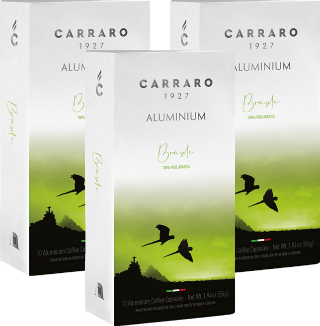 CARRARO 巴西 BRASILE 咖啡膠囊 適用Nespresso Original 膠囊咖啡機, 5.5g, 10個, 3盒