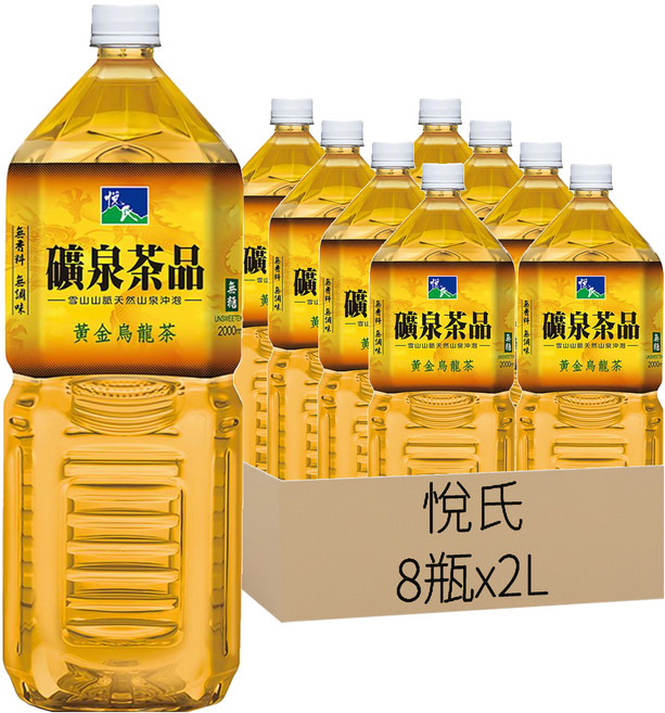悅氏 礦泉烏龍茶 無糖, 2L, 8瓶