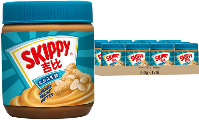 SKIPPY 吉比 柔滑花生醬, 340g, 12罐
