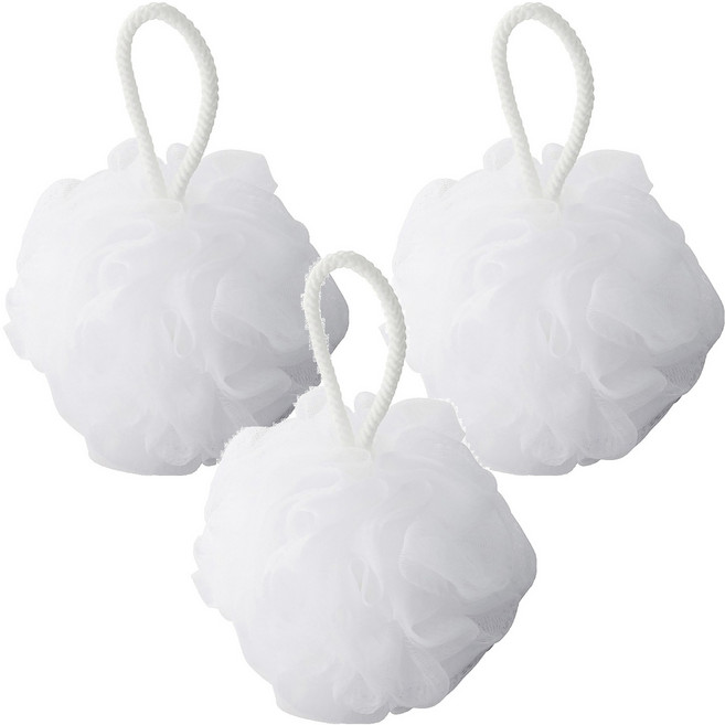 MUJI 無印良品 泡立網浴球 大, 白色, 1入, 3個