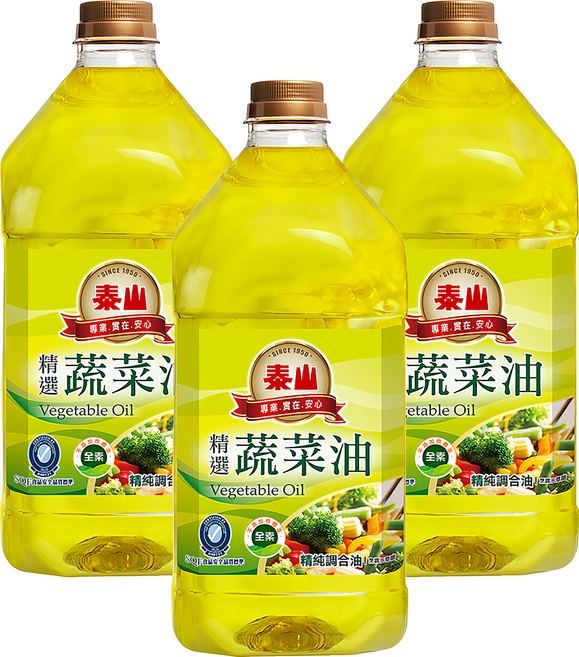 TAISUN 泰山 蔬菜油, 3L, 3瓶