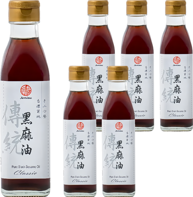 真老 純油磅黑麻油, 200ml, 6瓶