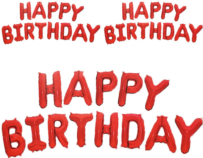 生活King 可懸掛生日快樂字母氣球 HAPPY BIRTHDAY, 紅色, 3組