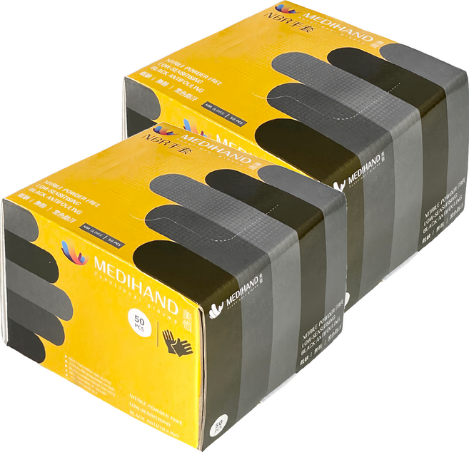 MEDIHAND 美恆 NBR手套 薄款 50個, 黑色, L, 2盒