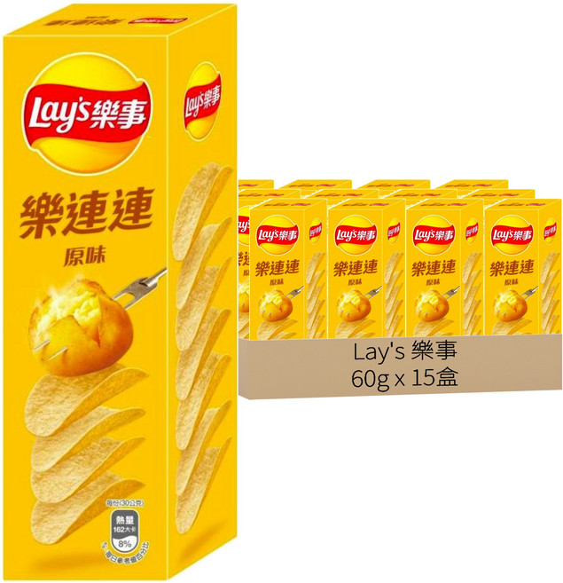 Lay's 樂事 洋芋片 經典原味, 60g, 15盒
