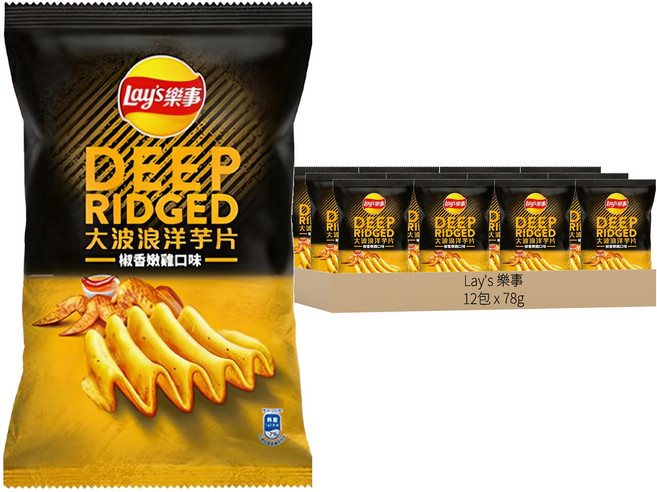 Lay's 樂事 大波浪椒香嫩雞洋芋片, 78g, 12包