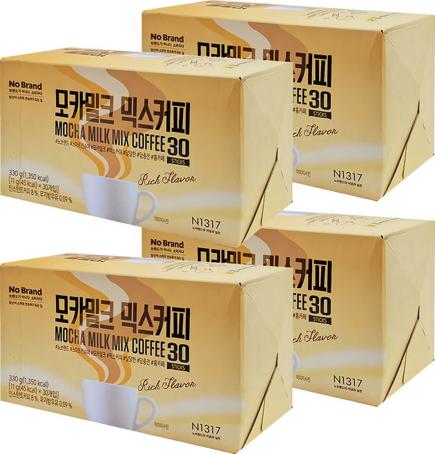 No Brand 三合一摩卡牛奶咖啡, 11g, 30條, 4盒