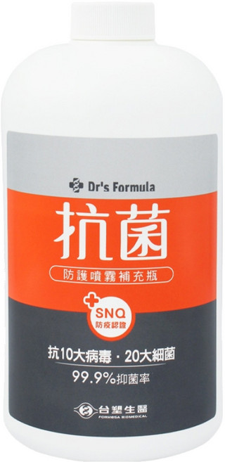 台塑生醫 Dr's Formula 抗菌防護噴霧 補充瓶, 1kg, 1瓶