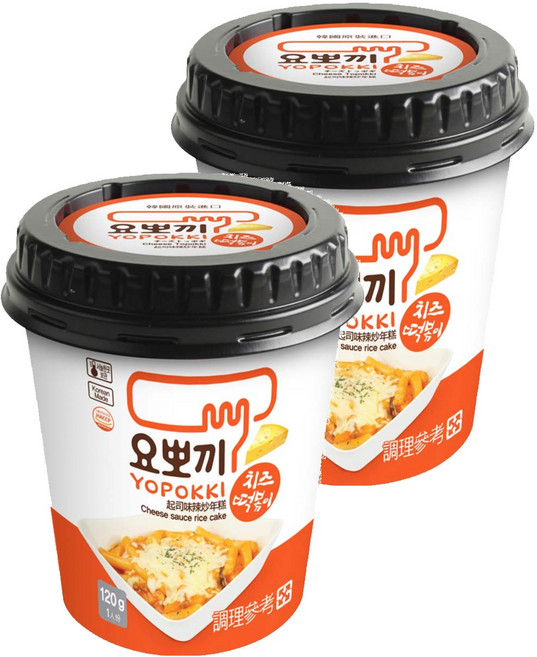 YOPOKKI 辣炒年糕即食杯 韓國原裝進口 微波加熱 濃濃起司味, 120g, 2個
