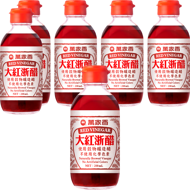 萬家香 大紅浙醋, 6個, 200ml