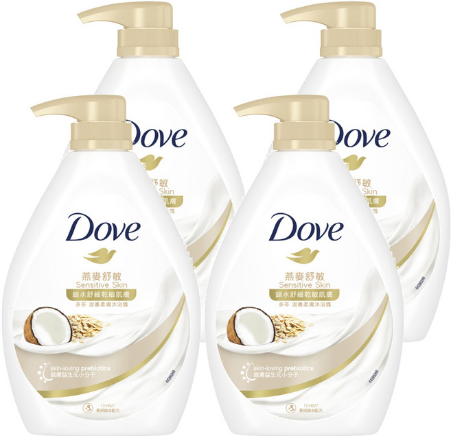 Dove 多芬 滋養柔膚沐浴露 燕麥舒敏, 900g, 4瓶