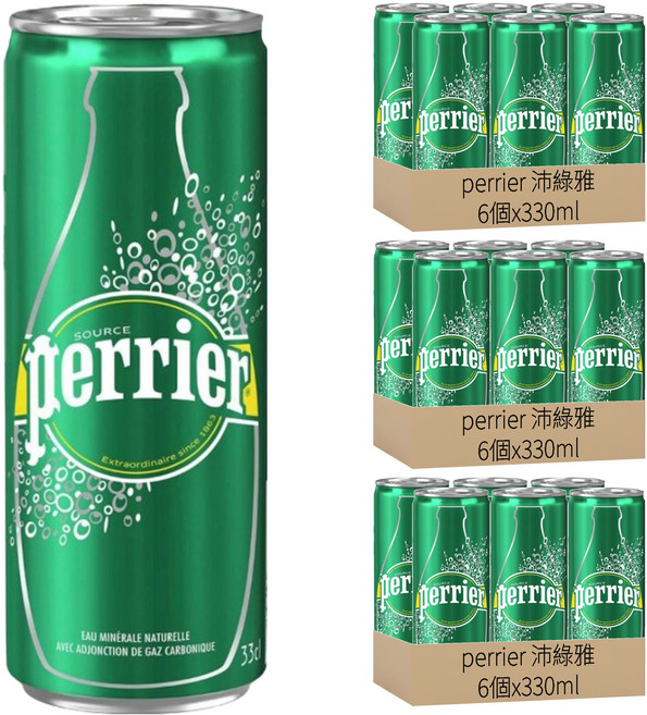 perrier 沛綠雅 天然氣泡礦泉水, 330ml, 18罐