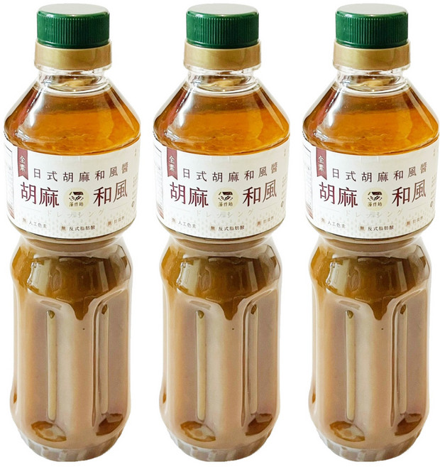 藻作坊 日式胡麻和風醬 全素, 600ml, 3瓶