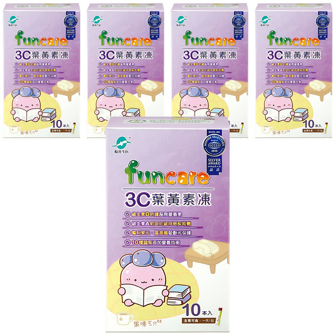 funcare 船井生醫 3C葉黃素凍 果凍三兄妹美莓款, 10條, 150g, 5盒