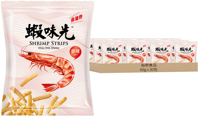 裕榮食品 蝦味先 辣味, 60g, 30包