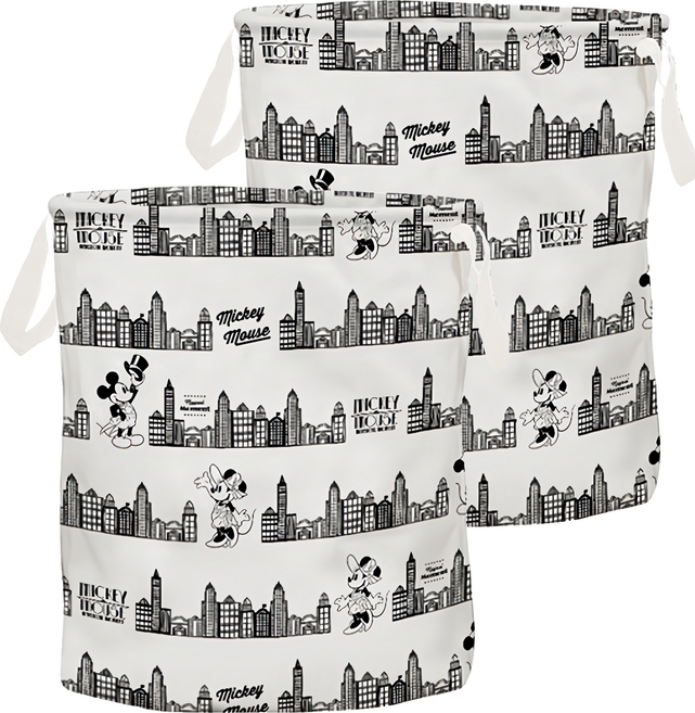 收納王妃 迪士尼收納系列 花布收納桶 圓形中款 26 x 23cm, 米奇百老匯, 2個