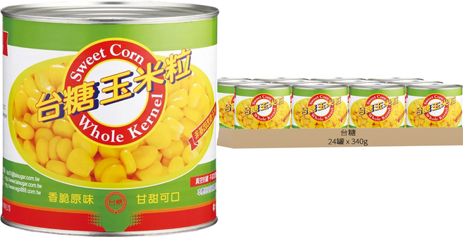 台糖 玉米粒罐頭, 340g, 24罐