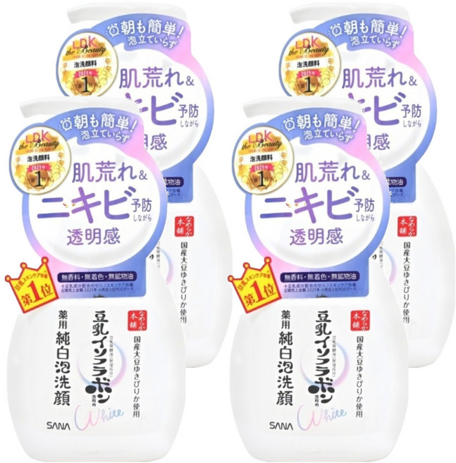 SANA 莎娜 豆乳美肌煥白泡沫洗顏慕斯, 200ml, 4瓶