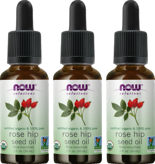 NOW solutions 美國USDA有機認證純玫瑰果保濕油, 30ml, 3瓶