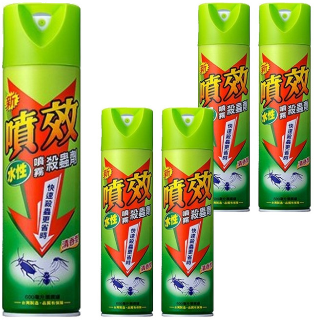 噴效 水性噴霧殺蟲劑 清香型, 600ml, 5瓶