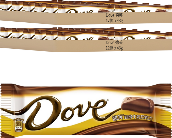 Dove 德芙 絲滑巧克力, 43g, 24條