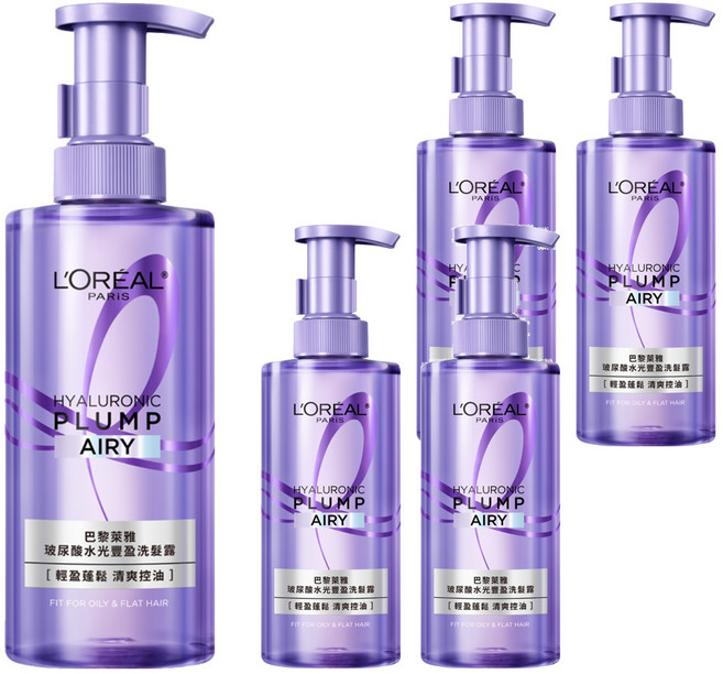 L'OREAL PARiS 巴黎萊雅 玻尿酸水光豐盈洗髮露, 5個, 440ml